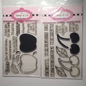 The Stamps Of Life 2 Sets - Apple 2 Stamp & Cherries 2 Stamp Made In USA